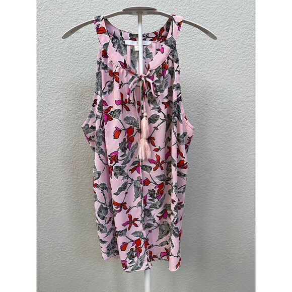 c&e Size Small Halter Pink Floral Halter Shirt Blouse Flowy Tank Top - Picture 1 of 6